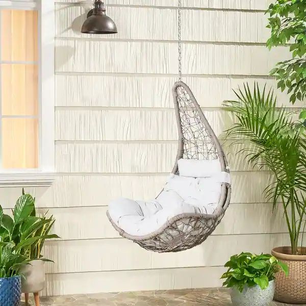 Patio Hanging Basket Swing Chair with Hanging Steel Chain | Bed Bath & Beyond