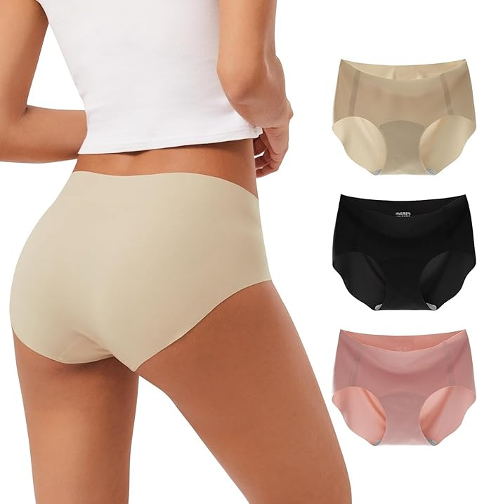 INNERSY Women's Seamless No Show Hipster Panties Invisible Light Underwear 3-Pack | Amazon (US)