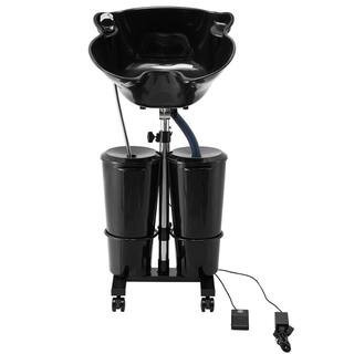 Portable Shampoo Bowl, Electric Pump Sink for Hair Washing, 2 Buckets 2 Showerheads Adjustable Height and Angle, Black | The Home Depot
