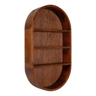 Hutton 28.00 in. x 16.00 in. x 28.00 in. Walnut Brown Wood Floating Decorative Wall Shelf Without... | The Home Depot