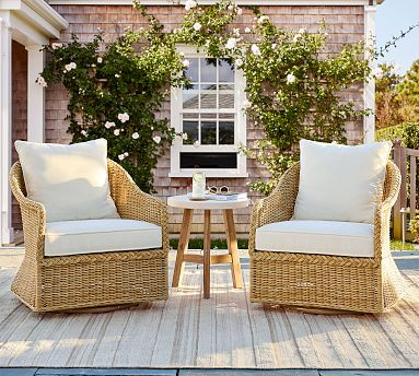 Westport Wicker Swivel Outdoor Lounge Chair | Pottery Barn (US)