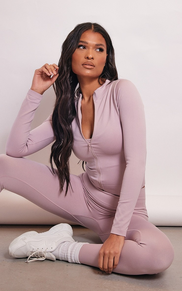 Dusty Pink Basic Seamless Jacket | PrettyLittleThing US
