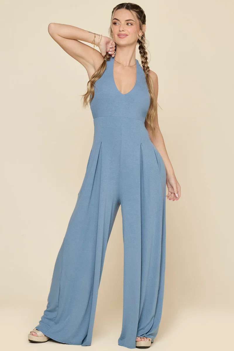 Halter Go with the Flow Jumpsuit - Cool Creek | POPFLEX