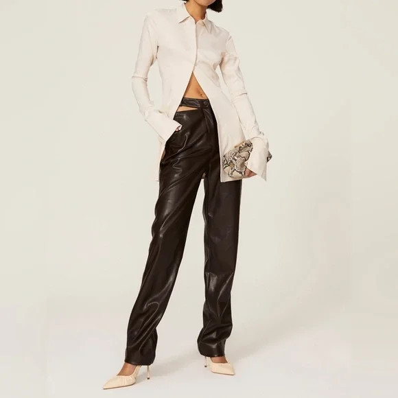 Jonathan Simkhai Amelia Faux Leather Pants in Dark Brown | Poshmark