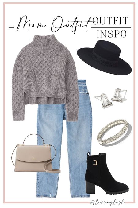 Fall outfit | mom outfit | gray mock neck sweater | straight leg jeans | silver jewelry | lack of color black hat 

#LTKstyletip #LTKSeasonal #LTKunder100