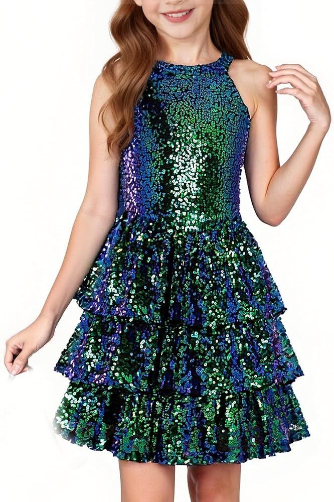 GRACE KARIN Girls Sequin Party Dress Kids Sparkly Formal Birthday Teen Special Occasion Fancy Pag... | Amazon (US)