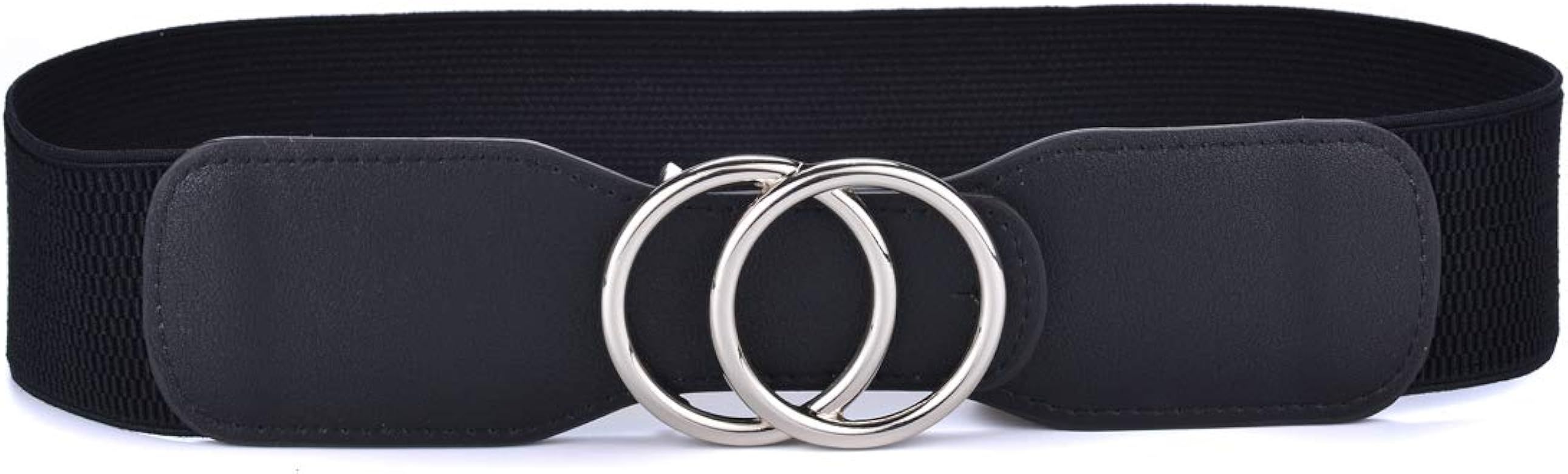 Beltox Women’s Elastic Stretch Wide Waist Belts w Double Rings Gold/Silver Buckle … | Amazon (US)