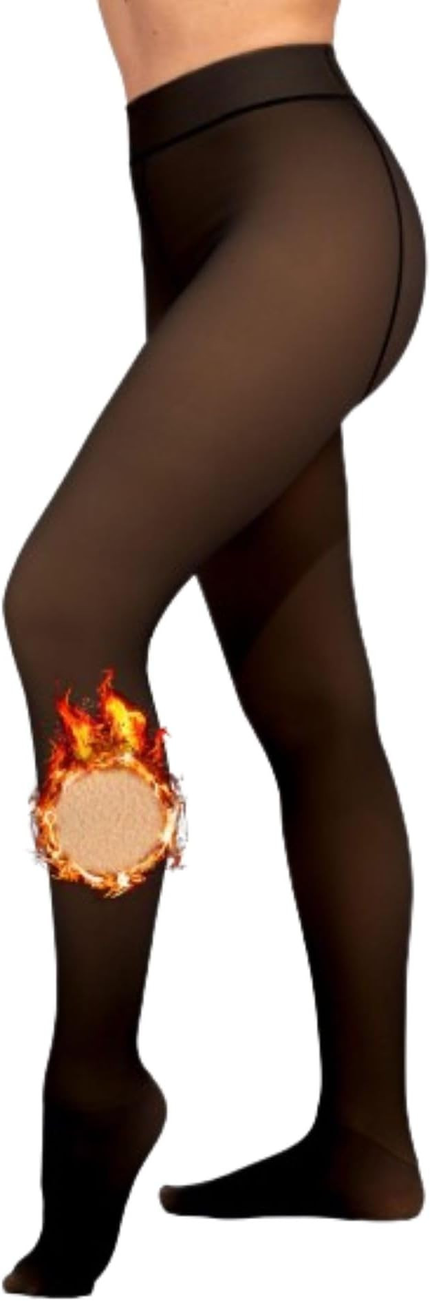 HUE Women’s Warm Fleece Lined Tights – Womens Fake Translucent Sheer Thick Tights for Winter | Amazon (US)