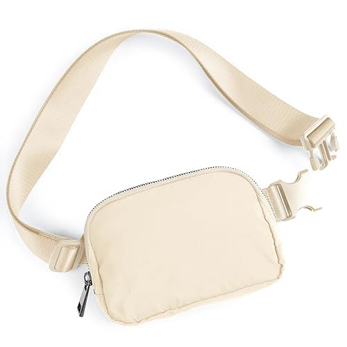 ODODOS Unisex Mini Belt Bag with Adjustable Strap Small Fanny Pack for Workout Running Traveling Hiking, Ivory | Amazon (US)