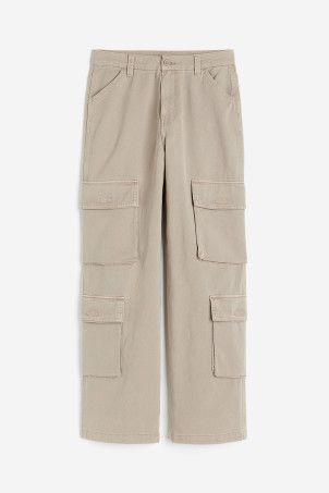 Twill Cargo Pants - Cream - Ladies | H&M US | H&M (US + CA)