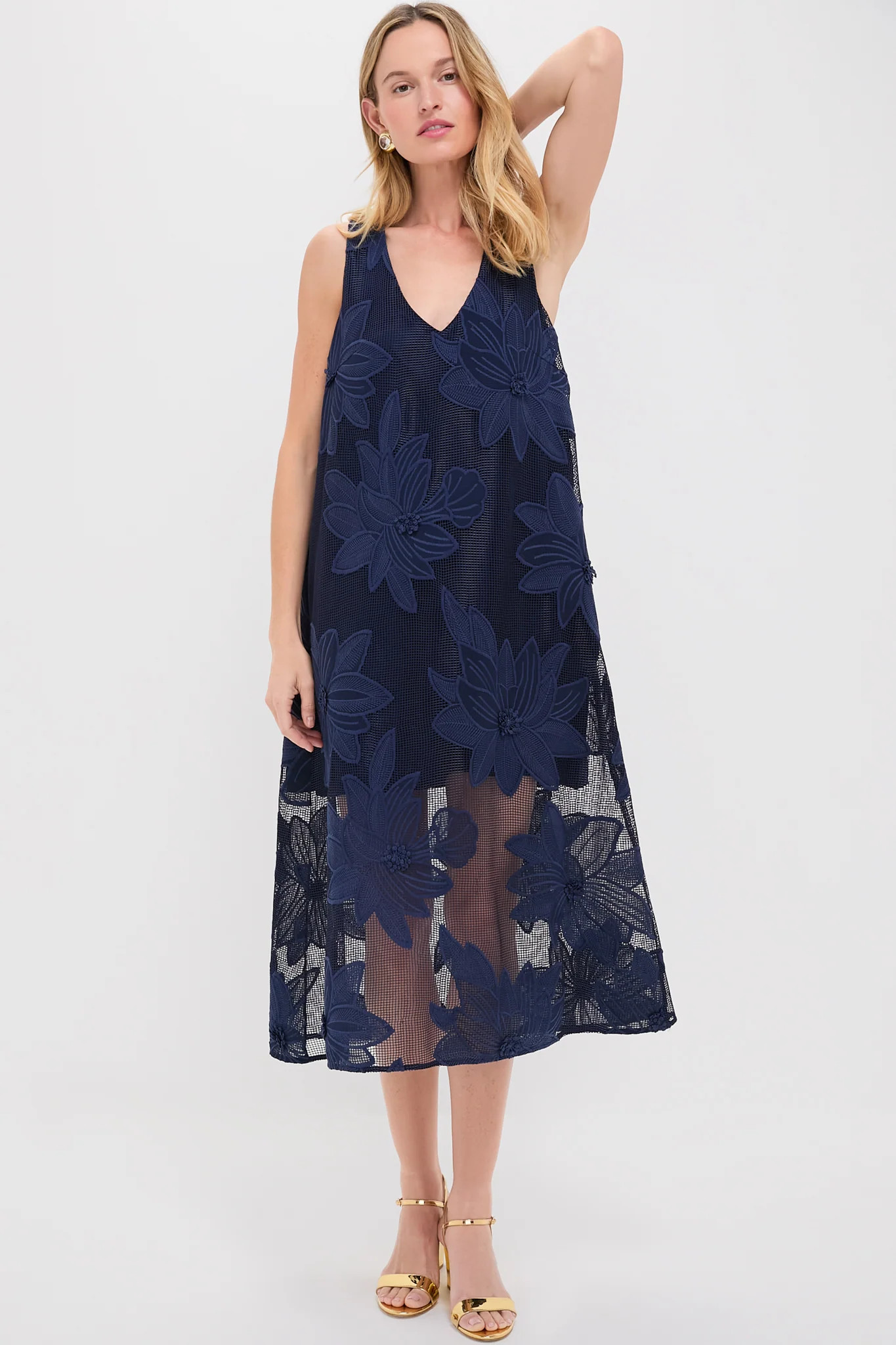 Navy Embroidered Lace Sol Dress | Tuckernuck (US)