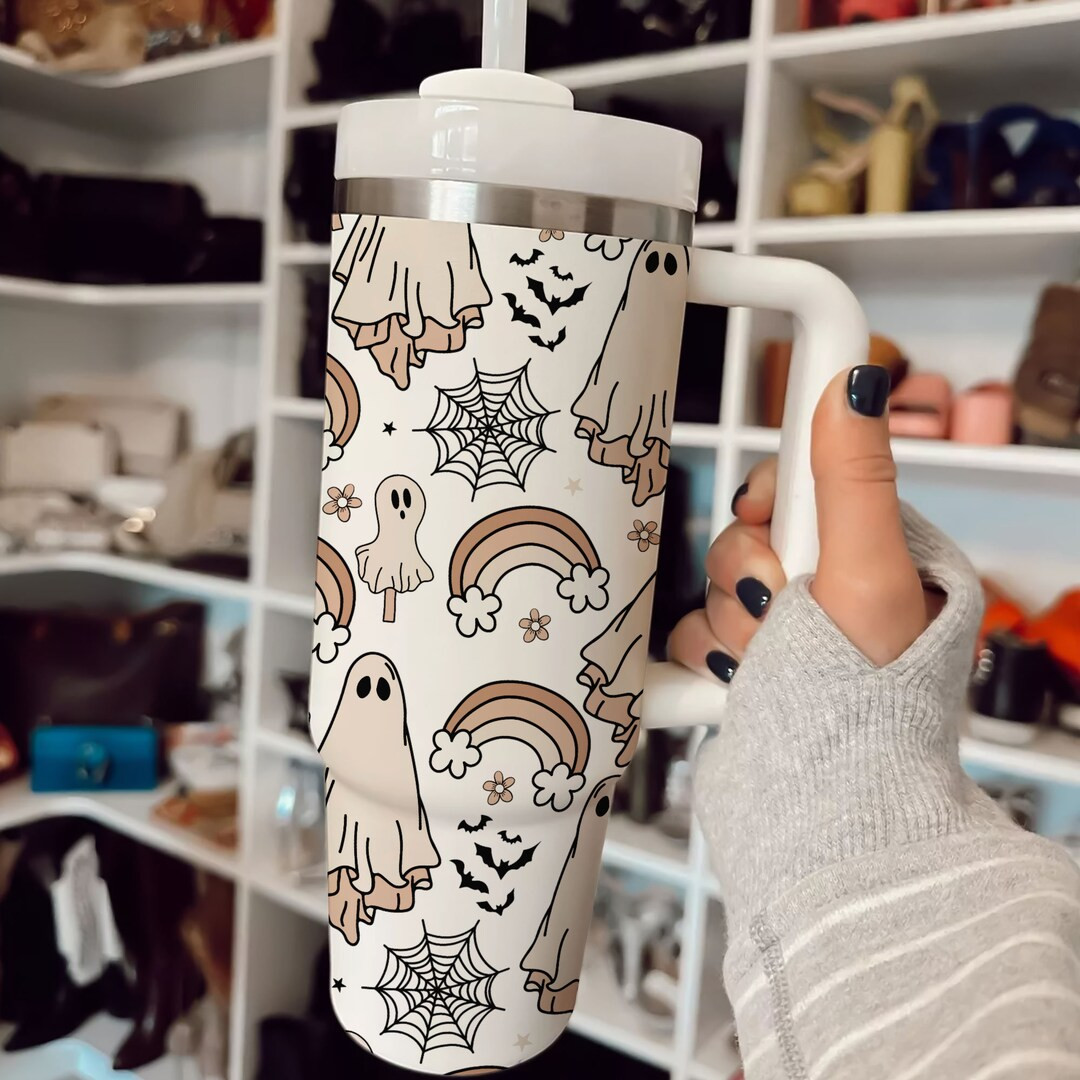 Boho Ghost Tumbler 40oz With Handle Halloween 40oz Tumbler - Etsy | Etsy (US)