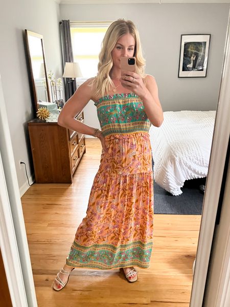 How fun is this dress! Love this print for summer! The cute little ruffle details on the neckline and at the bust! Code JACQUELINE10 saves 10%. Size small 

#maxidress #summer #outfitinspo 

#LTKSeasonal #LTKunder50 #LTKsalealert