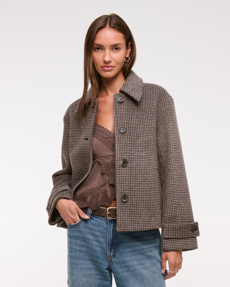 Women's Short Wool-Blend Coat | Women's Coats & Jackets | Abercrombie.com | Abercrombie & Fitch (UK)