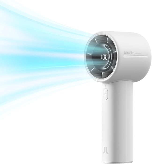 JISULIFE Handheld Turbo Fan, 5000mAh Rechargeable Portable Fan, Up to 28H Runtime, 5-Speed Powerf... | Amazon (US)