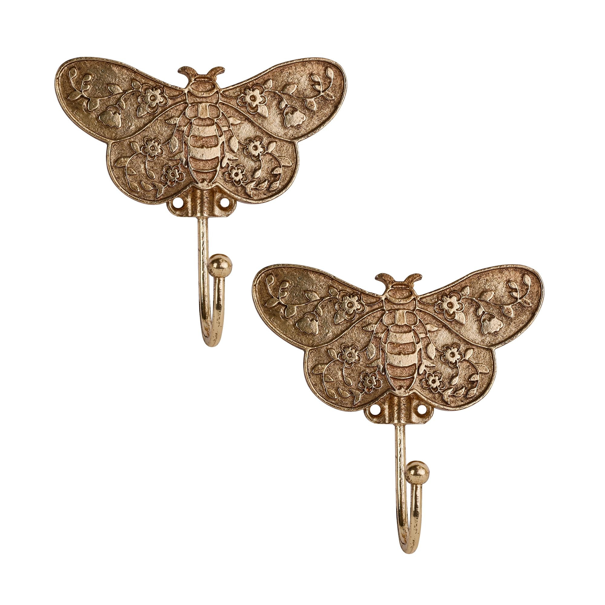 SOFFEE DESIGN 2PCS Metal Butterfly Wall Hooks, Gold Finish Entryway Organizer, Durable Robe Towel... | Amazon (US)
