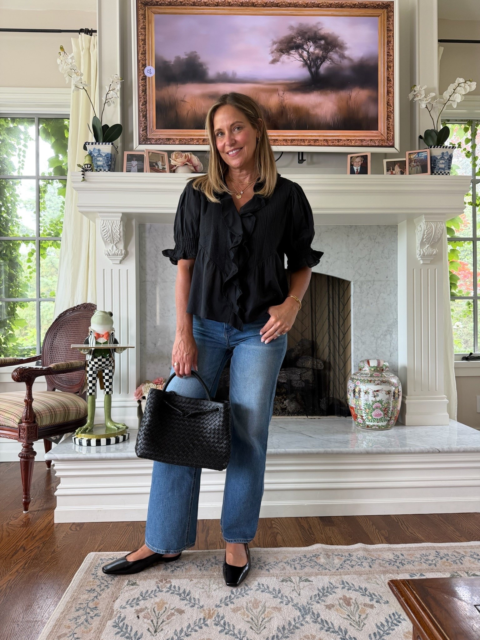 Want a shirt that feels flattering and finished? This one drapes so nicely, hides the meno-belly, and makes getting dressed feel easy. Wearing a medium in the top and size 30 jeans.

#LTKOver40 #LTKMidsize #LTKSeasonal