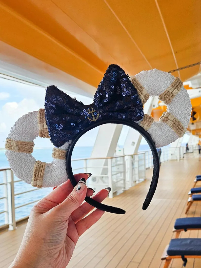 Rope Buoy Cruise Ears Cruise Line Buoy Mouse Ears Cruise Line Ears Lifebuoy Ears Sequin Cruise Ea... | Etsy (US)