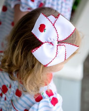 Apple Hand Embroidered Bow | Smockingbird Kids