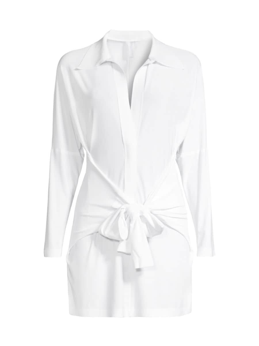 Norma Kamali Tie-Front Shirtdress | Saks Fifth Avenue