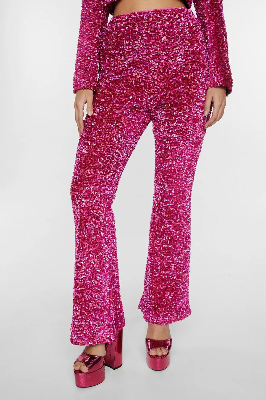 Velvet Sequin Flare Trousers | Nasty Gal US