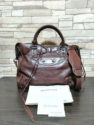 Rare Balenciaga Motorcycle City Bag Brown Used Handbag Totebag Shoulder Leather | eBay US