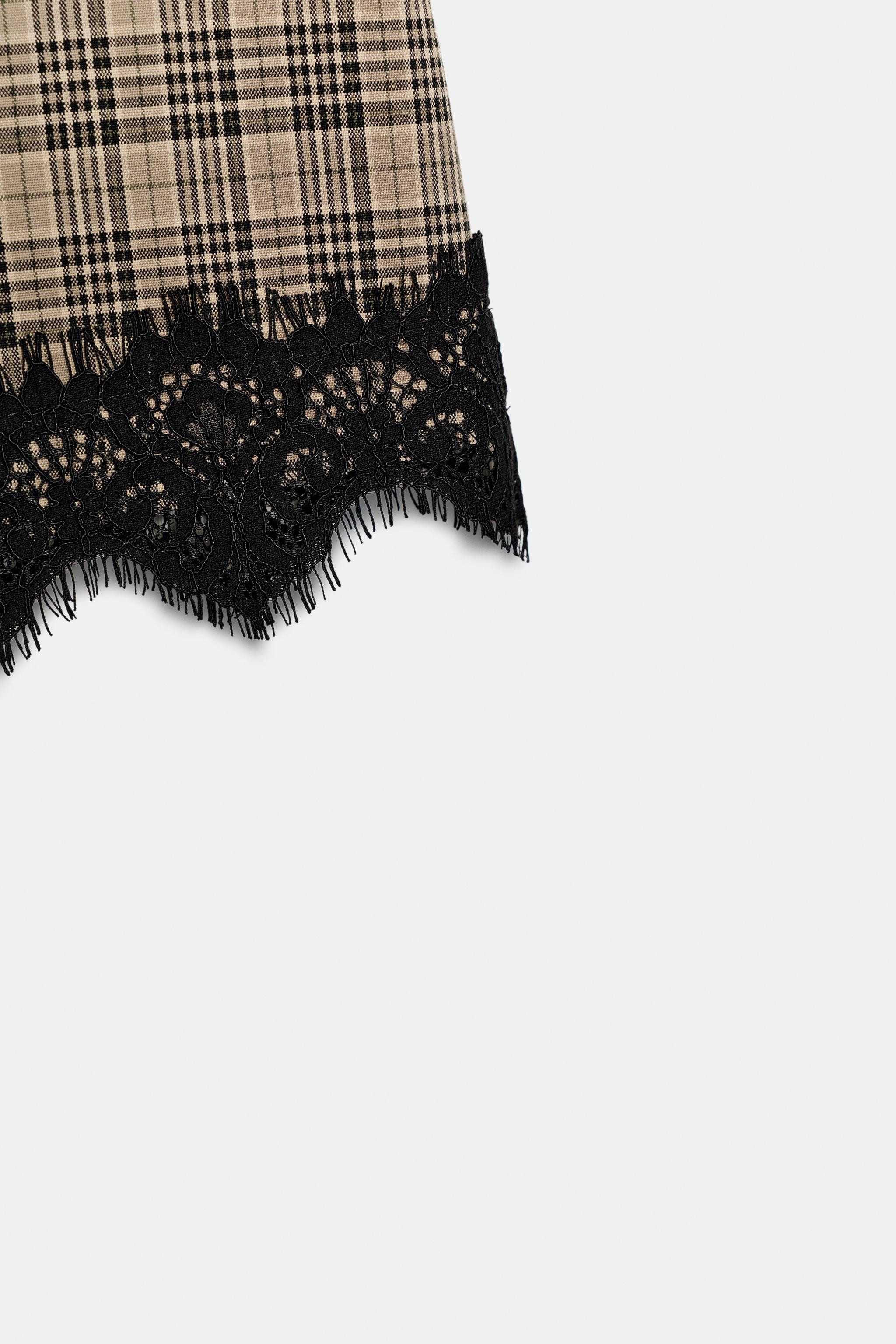 CHECK LACE SKORT | Zara UK