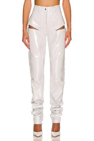 LaQuan Smith Hip Cut Out Moto Pant in White | FWRD | FWRD 