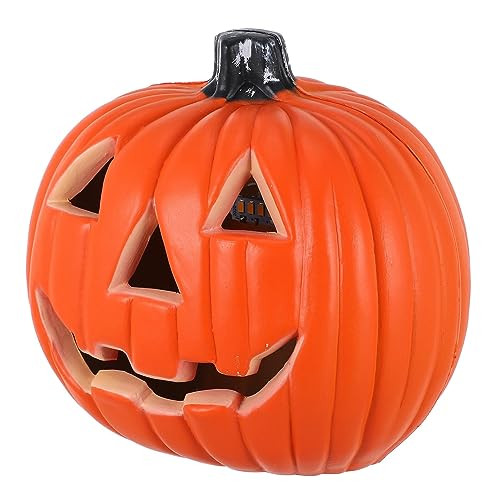 Halloween Pumpkin Lights Jack O Lanterns Vintage Halloween Decorations Classic Plastic Pumpkin Statue Light Up Pumpkin Halloween Table Decor for Home Office Haunt House Party Decorations (A) | Amazon (US)