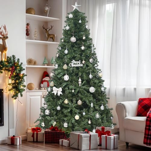 YITAHOME Green Spruce Artificial Christmas Tree, 7.5ft Artificial Pine Tree with 1346 Branch Tips and Metal Hinges, and Foldable Base for Home, Office, and Party Decorations | Amazon (US)