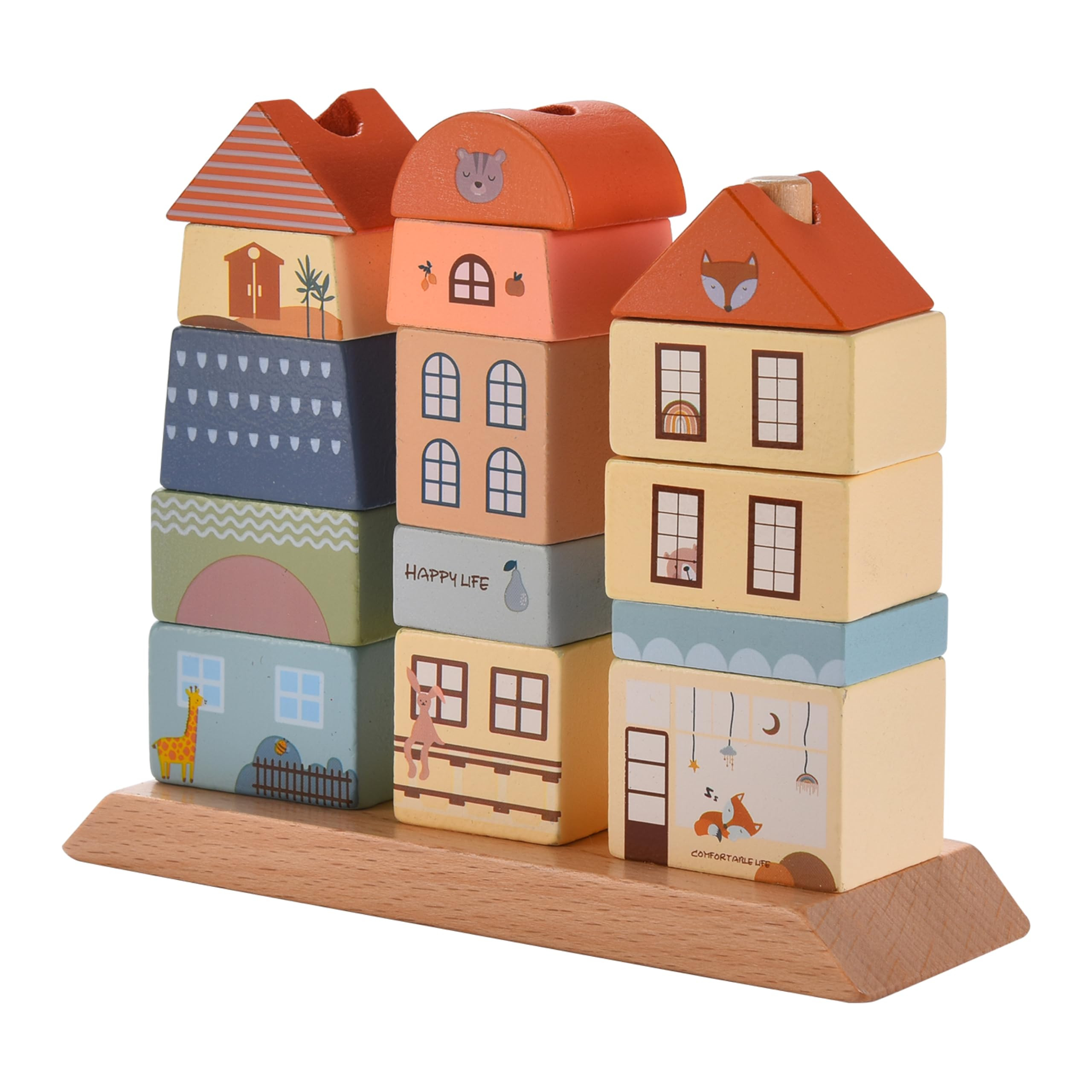 CHILDLIKE BEHAVIOR Hardwood Blocks Set for Kids - Montessori Wooden Building Blocks - 1-3 Years | Amazon (US)