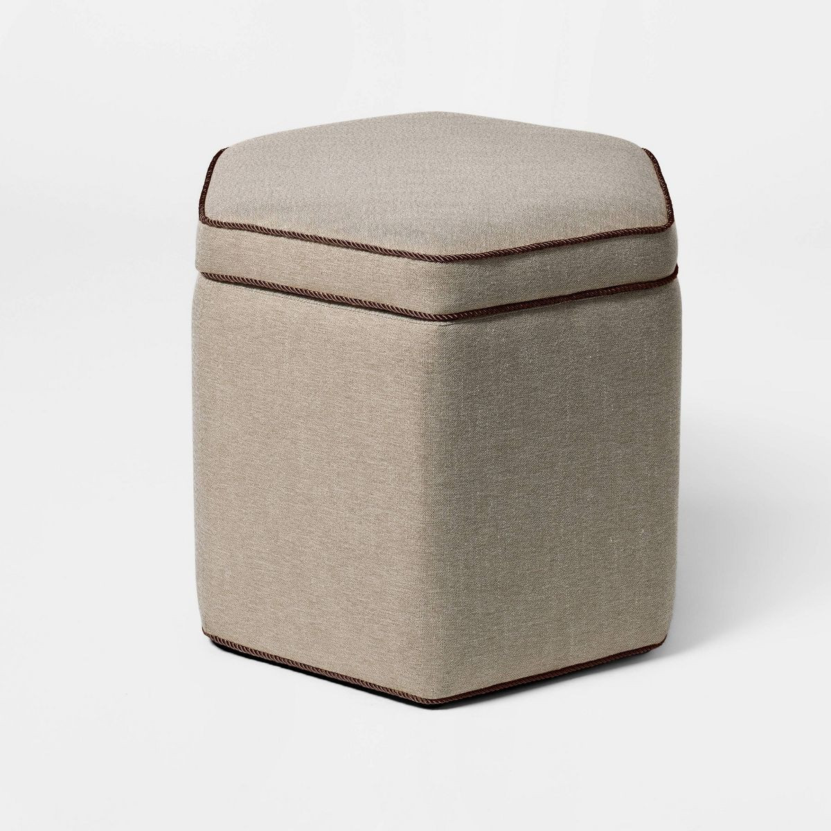 Storage Ottoman with Twisted Piping Detail Brown Linen - Threshold™ designed with Studio McGee | Target