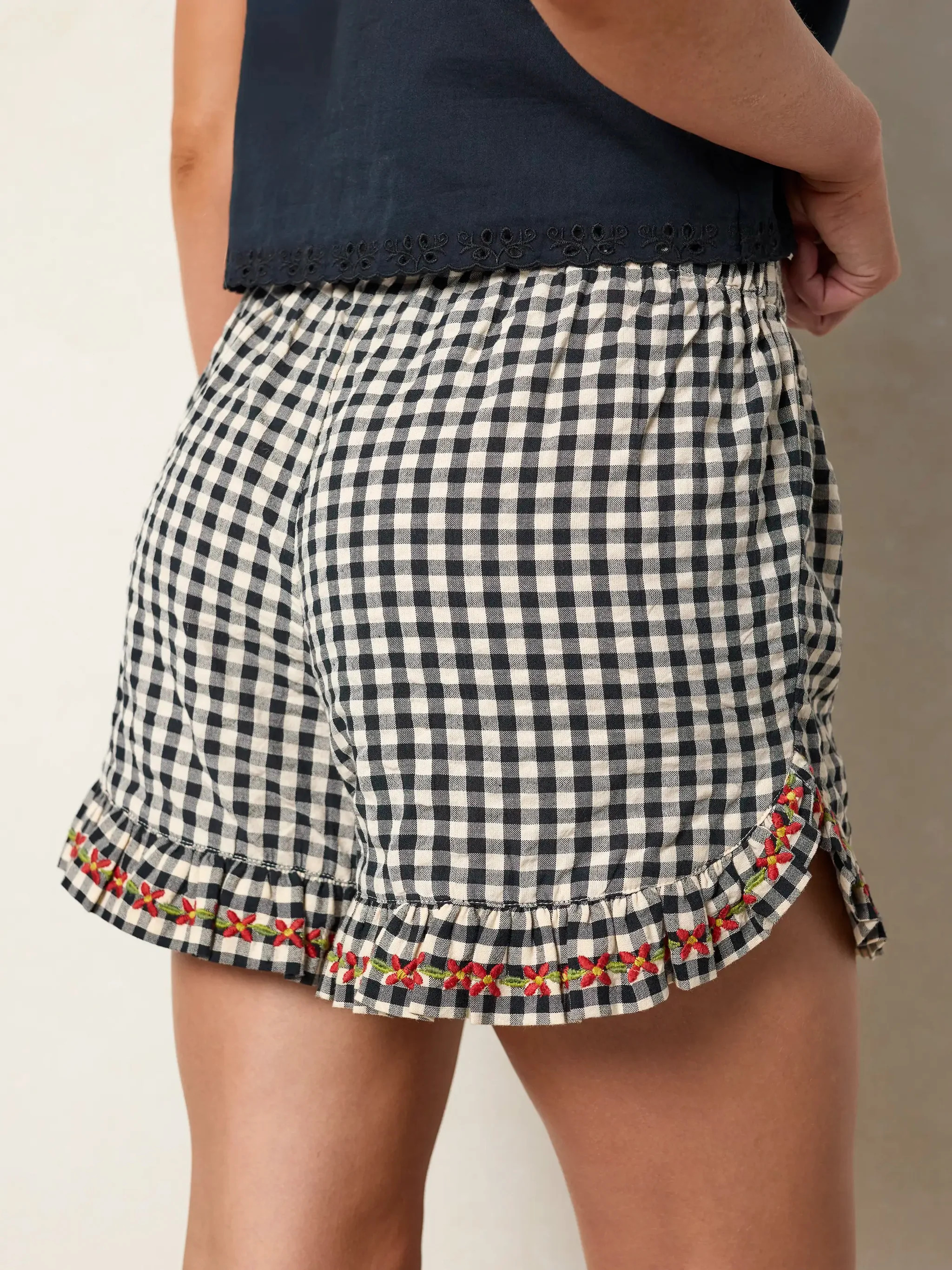 Get Up & Go Embroidered Cotton Shorts | Natural Life