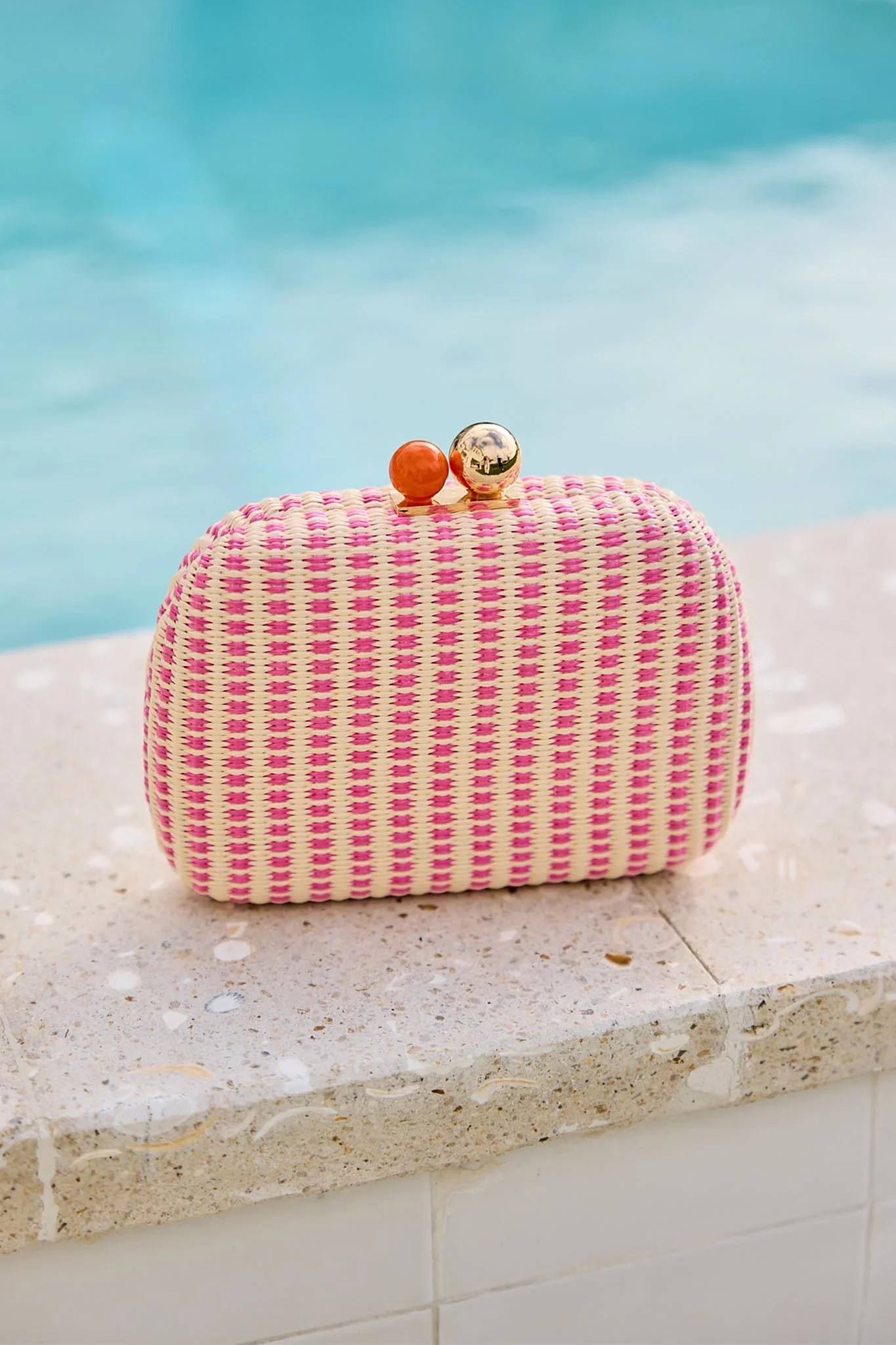 Pink Woven Clutch Bag | Avara