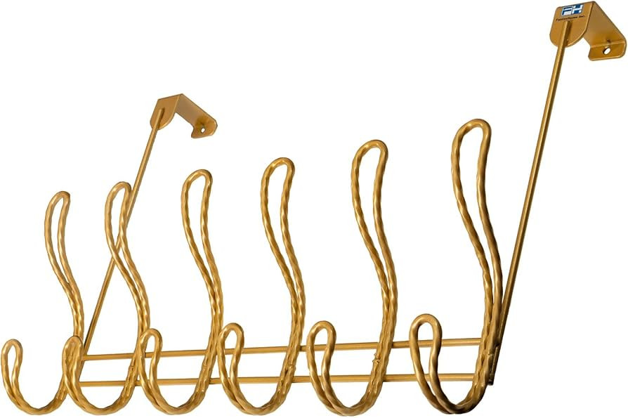 FantasHome Over The Door Hook Rack, Twisted Design with 12 Hooks (Gold) | Amazon (US)