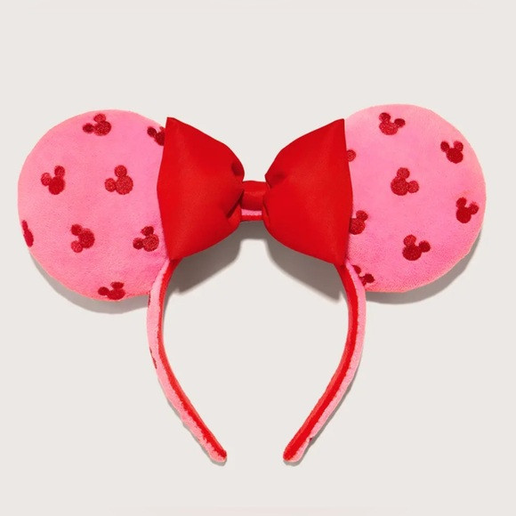 Disney Stoney Clover Pink & Red Minnie ear band | Poshmark