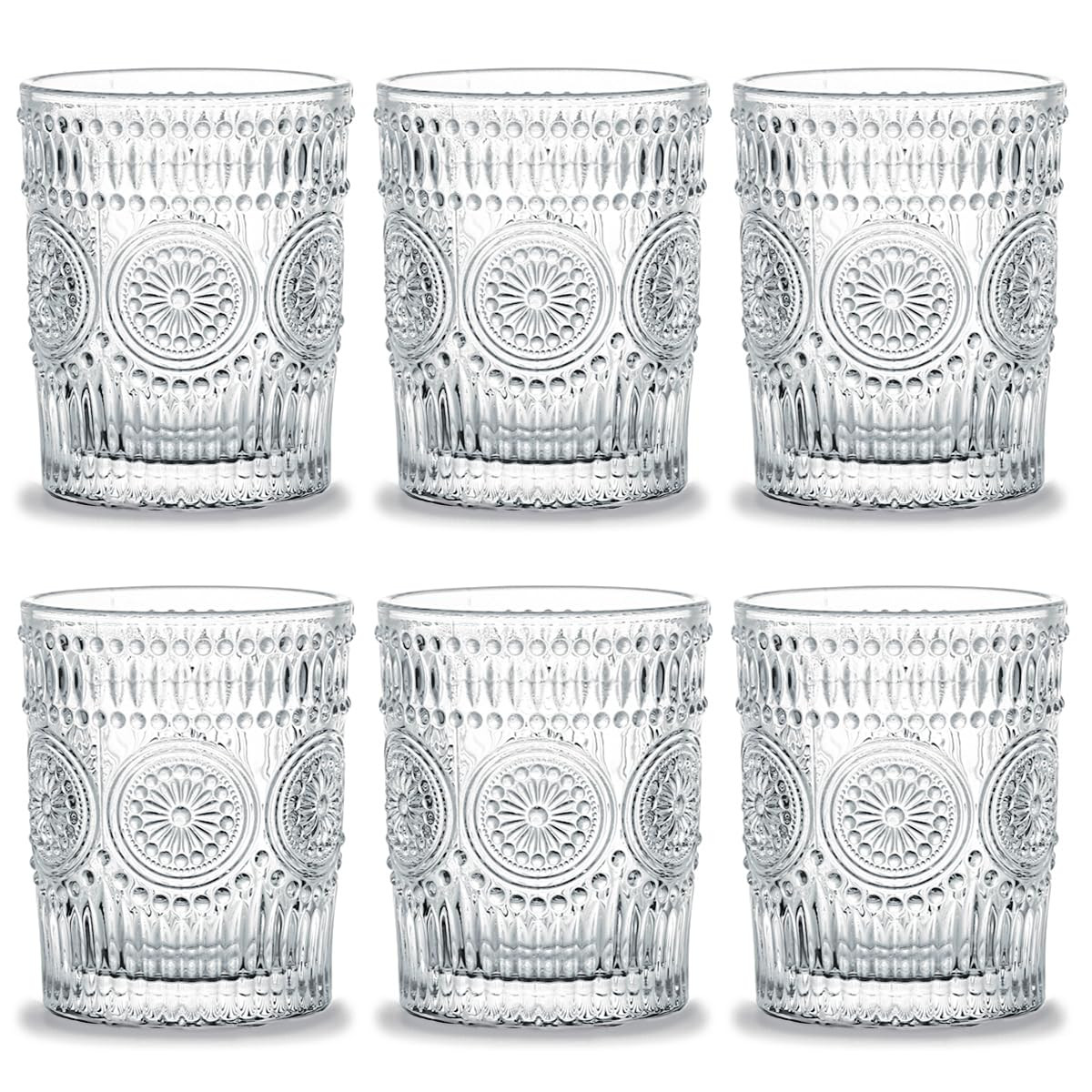 Kingrol 6 Pack 9 oz Romantic Water Glasses, Premium Drinking Glasses Tumblers, Vintage Glassware ... | Amazon (US)