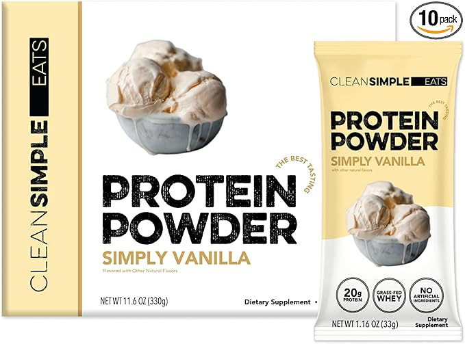 Clean Simple Eats Whey Protein Powder, Simply Vanilla Flavor Naturally Sweetened, 100% Grass Fed ... | Amazon (US)