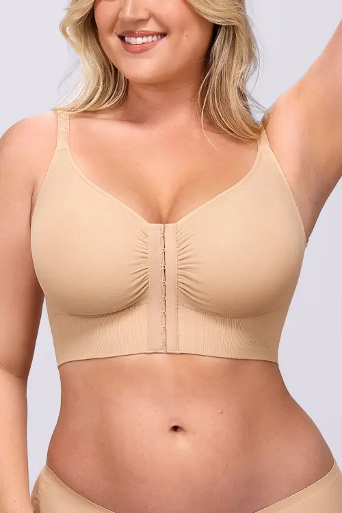 Shapellx Back Smoothing Wireless Front Closure Bra in Beige at Nordstrom, Size X-Large | Nordstrom