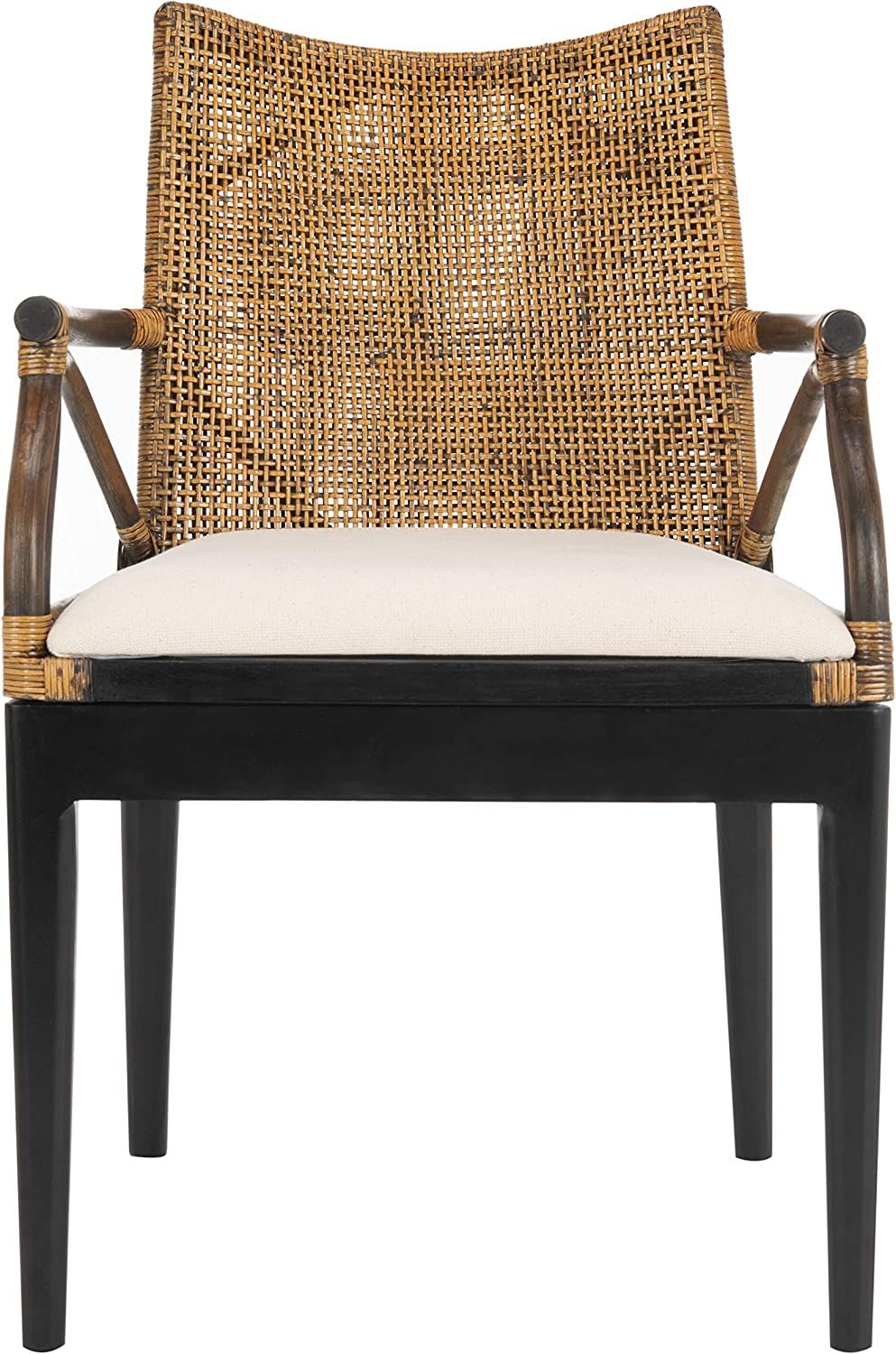 Safavieh Home Gianni Brown Rattan Tropical Woven Arm Chair | Amazon (US)