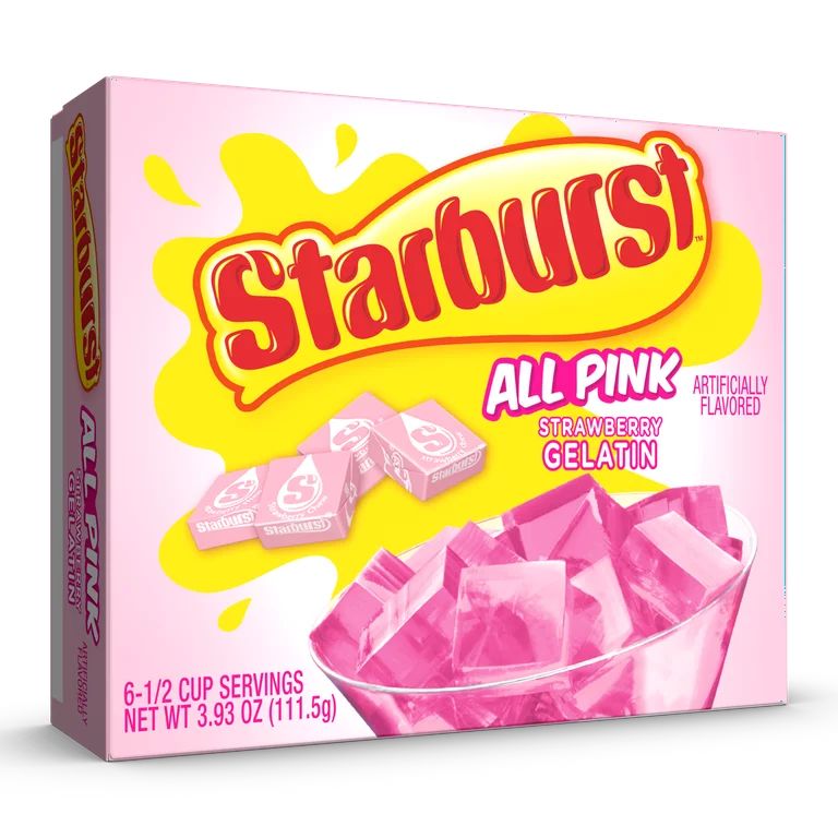 Starburst All Pink Strawberry Gelatin Mix, 6 Servings, 3.93 oz | Walmart (US)