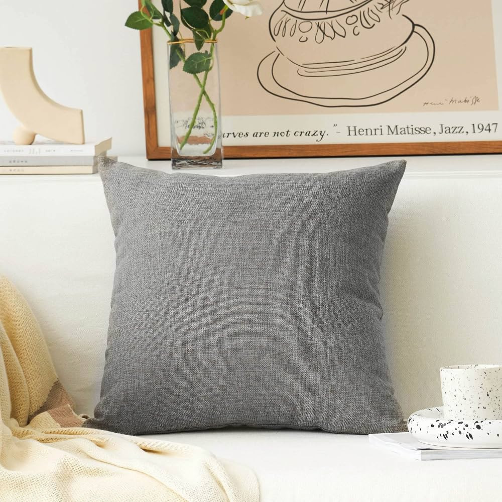 Home Brilliant Decorative Pillow Case Burlap Soft Solid Linen Euro Sham Throw Pillow Cover for Co... | Amazon (US)