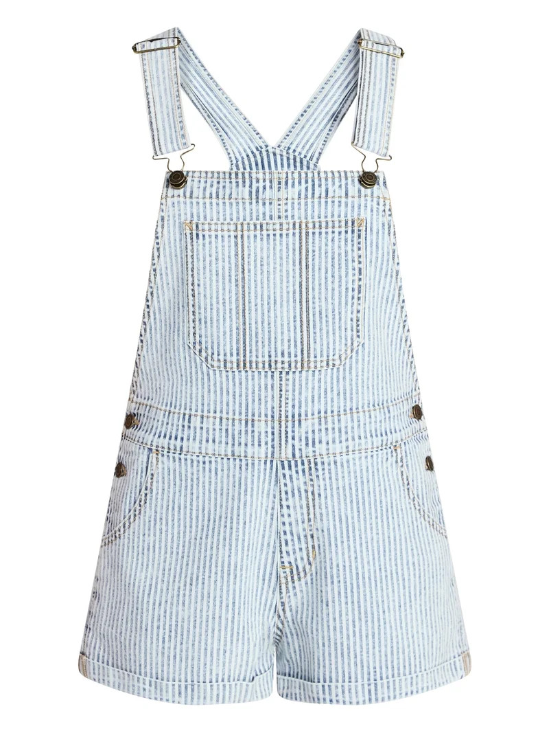 No Boundaries Denim Shortalls, 3" Inseam, Women's Sizes XXS-XXL - Walmart.com | Walmart (US)