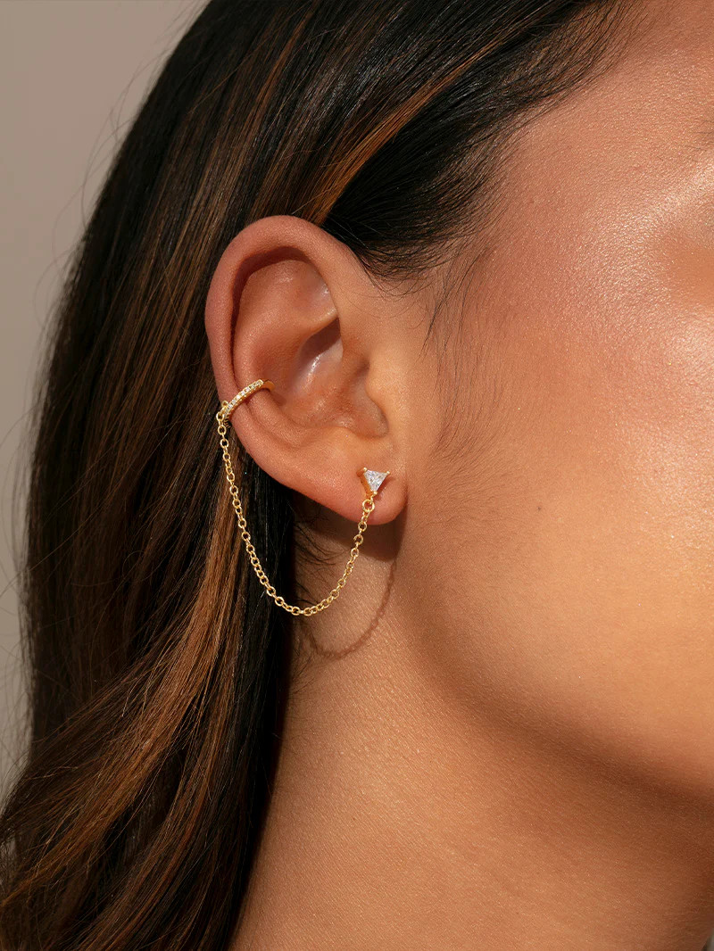 Chain and Cuff Ear Climber Earrings in Gold | Uncommon James | Uncommon James