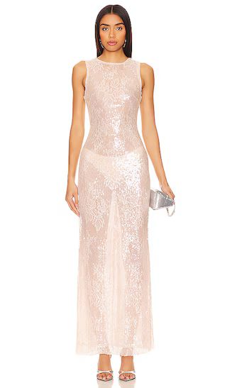 Rena Lace Maxi Dress in Nude | Revolve Clothing (Global)
