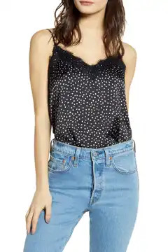 Lace Trim Satin Camisole Top | Nordstrom