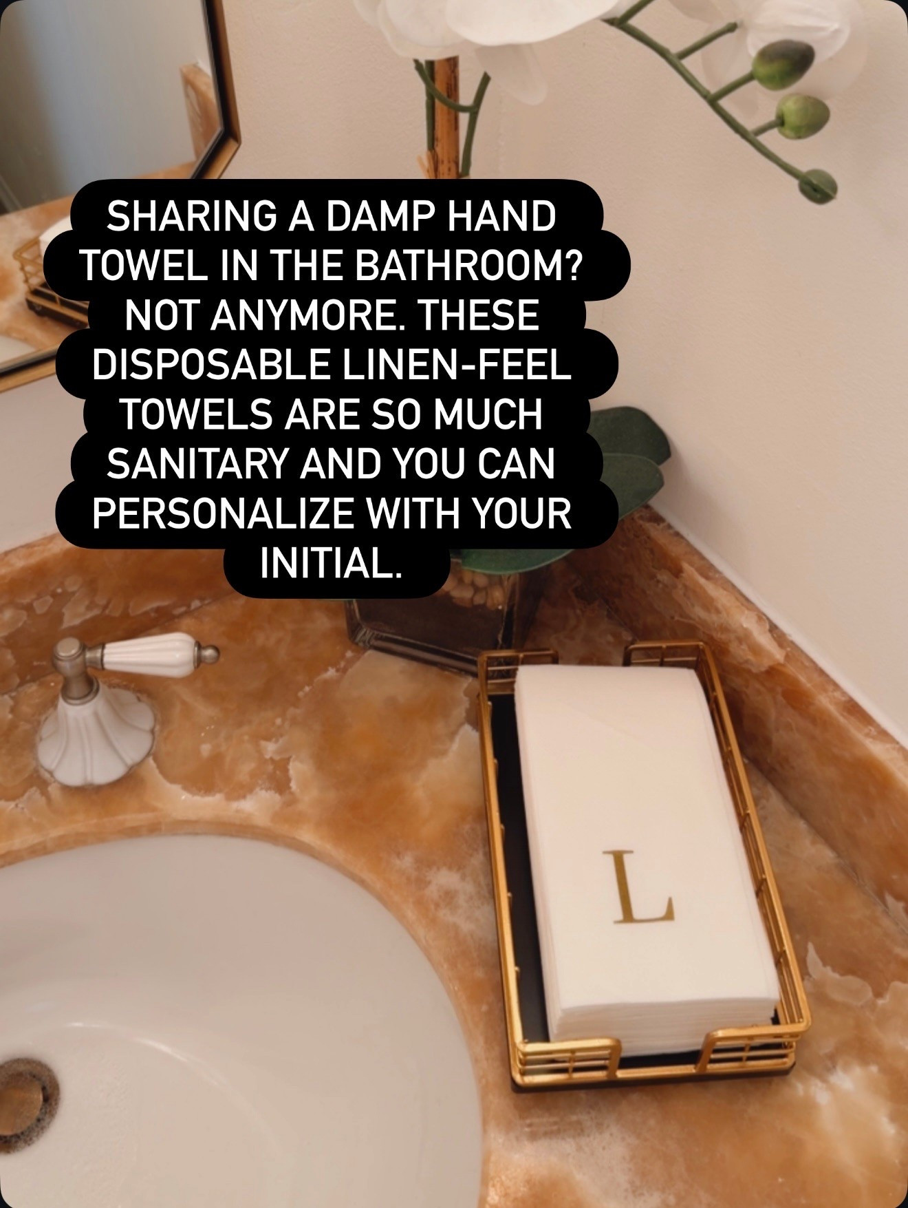 SHARING A DAMP HAND
TOWEL IN THE BATHROOM?
NOT ANYMORE. THESE DISPOSABLE LINEN-FEEL TOWELS ARE SO MUCH SANITARY AND YOU CAN PERSONALIZE WITH YOUR INITIAL.

#LTKSeasonal #LTKU #LTKHome