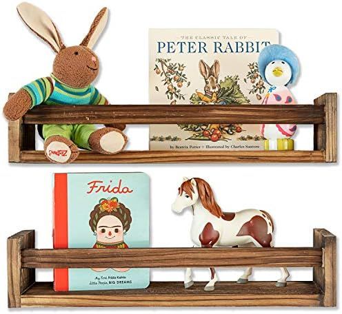 Set Of 2 Rustic Floating Book Shelves For Kids Room Wall Shelves Bathroom Decor Vintage Floating ... | Amazon (US)