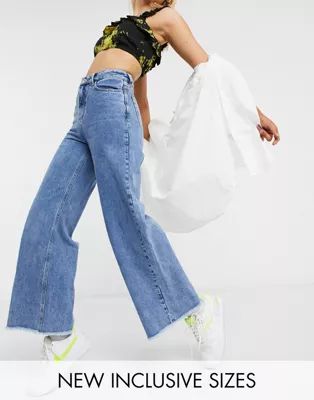 COLLUSION x008 wide leg jeans in stonewash blue | ASOS (Global)
