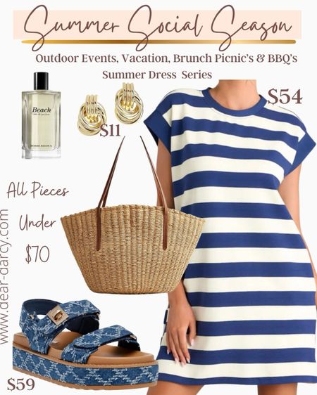 #ootd affordable outfit inspo

Perfect for the Summer Social season 

Stripped tee shirt dress
TTS 

Affordable straw bag 

Beach perfume 

Great dupe sandals at a fraction of the cost  

#LTKFindsUnder50 #LTKStyleTip